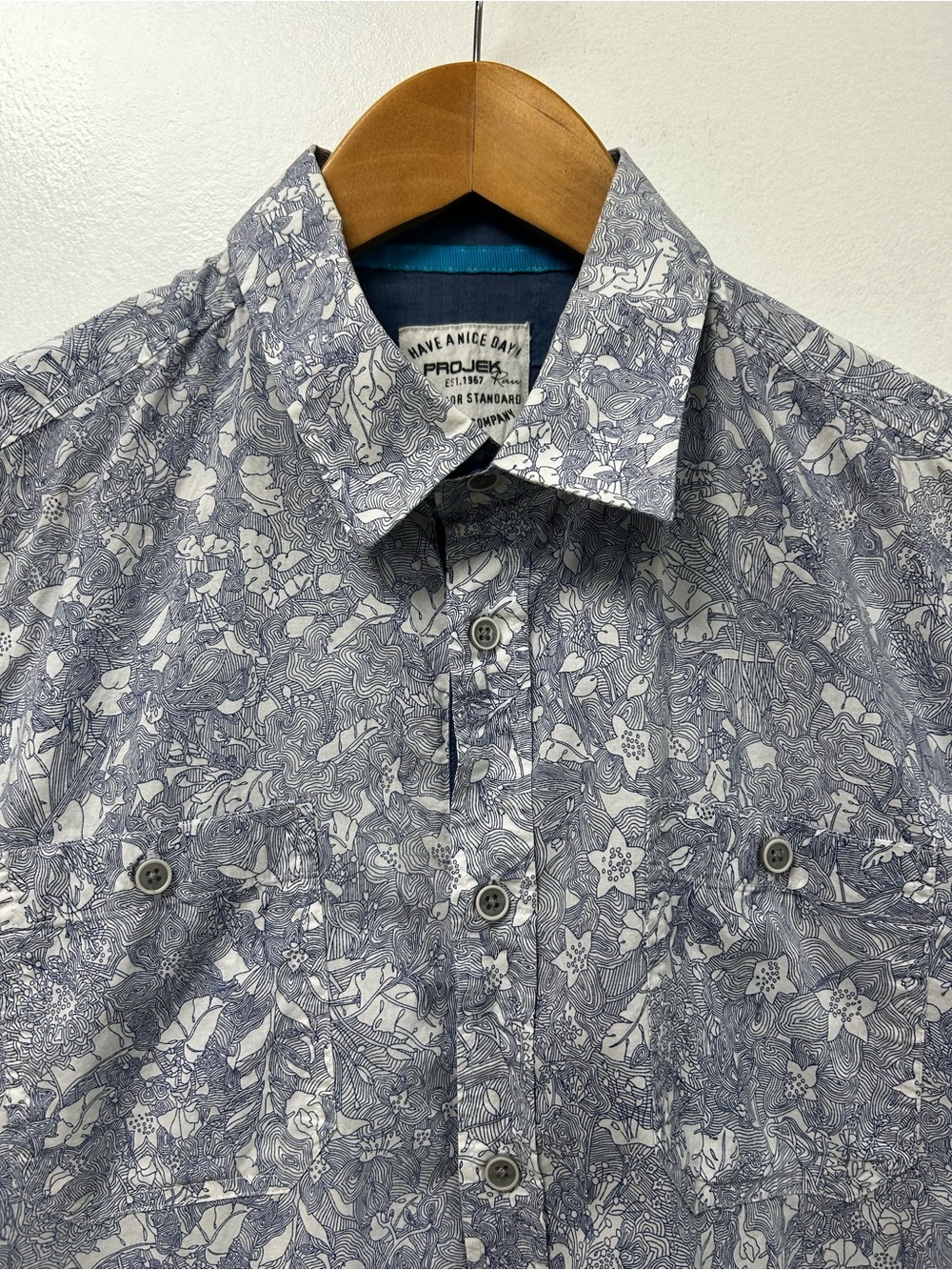 Projek Raw Men’s Botanical Floral Sketch Print Shirt Size‎ M 100% Cotton - Picture 2 of 10